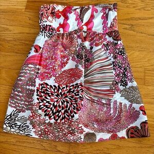 Tibi Red and Black Strapless Dress Resort Wear